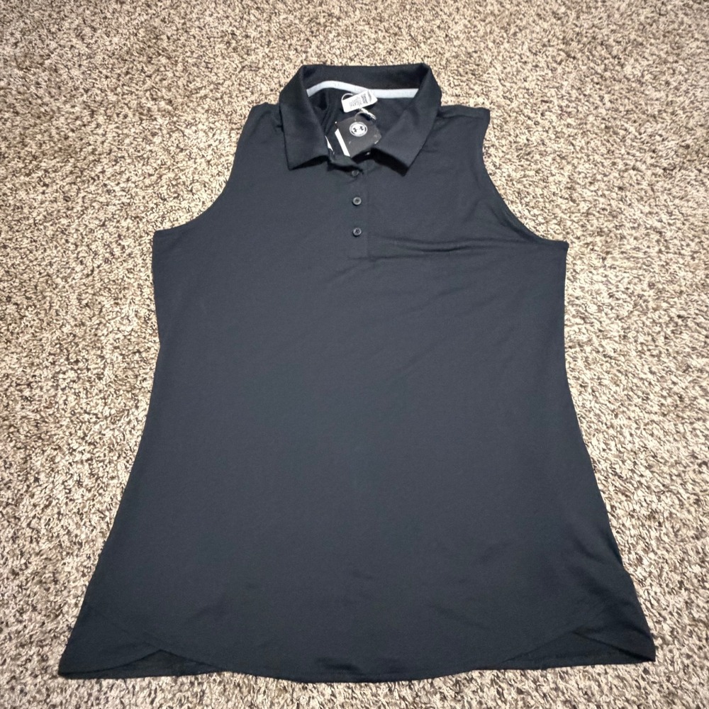 Under Armour Womens HeatGear Sleeveless Golf Polo Shirt Black Large NWT